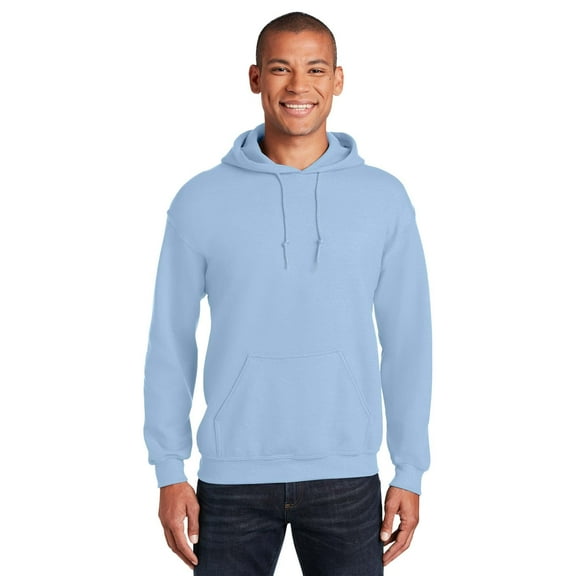 Gildan Heavy Blend Men's Fleece Hooded Sweatshirt, Soft Pullover Pocket Hoodie, Light Blue, Size M