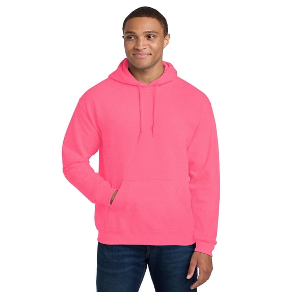 Gildan Heavy Blend Safety Pullover Hoodie, Hi Vis Soft Fleece Hooded Sweatshirt, Safety Pink, 2XL