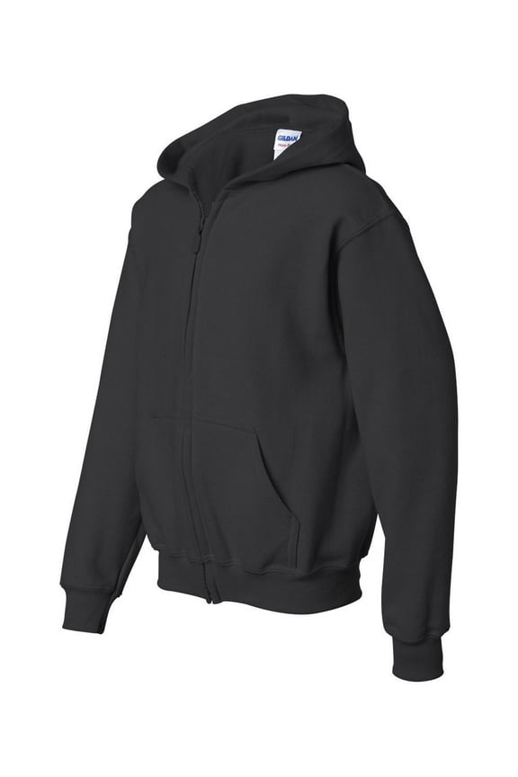 - Heavy Blend Youth Full-Zip Hooded Sweatshirt - 18600B - Black - Size: M