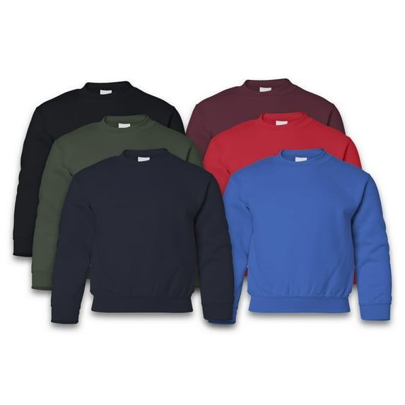 Gildan- Heavy Blend Youth Sweatshirt In Assorted Colors | 8oz, 50/50 Cotton/Polyester, Fleece Pullover Sweatshirt, Size S, 6 Pack