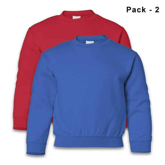 Gildan- Heavy Blend Youth Sweatshirt In Assorted Colors | 8oz, 50/50 Cotton/Polyester, Fleece Pullover Sweatshirt, Size XS, 2 Pack