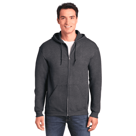 Gildan Heavy Blend Zip Up Hoodie, Midweight Hoodie, Fleece Hooded Sweatshirt, Dark Heather, L
