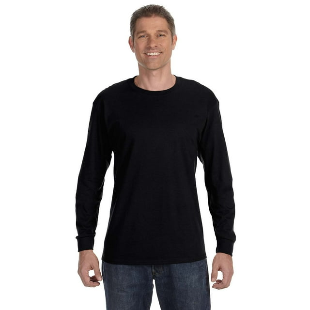 Gildan Heavy Cotton 5.3 oz. Long-Sleeve Men T-Shirt Black X-Large ...