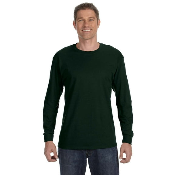 Gildan Heavy Cotton 5.3 oz. Long-Sleeve Men T-Shirt Forest Green Large
