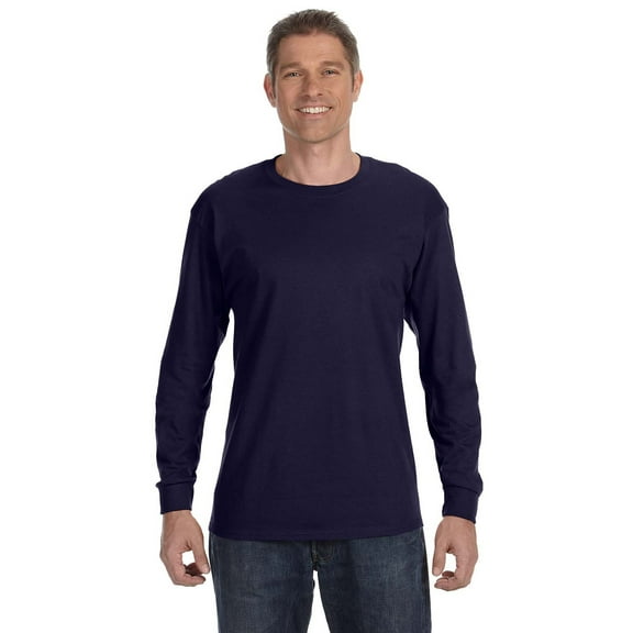 Gildan Heavy Cotton 5.3 oz. Long-Sleeve Men T-Shirt Navy Large