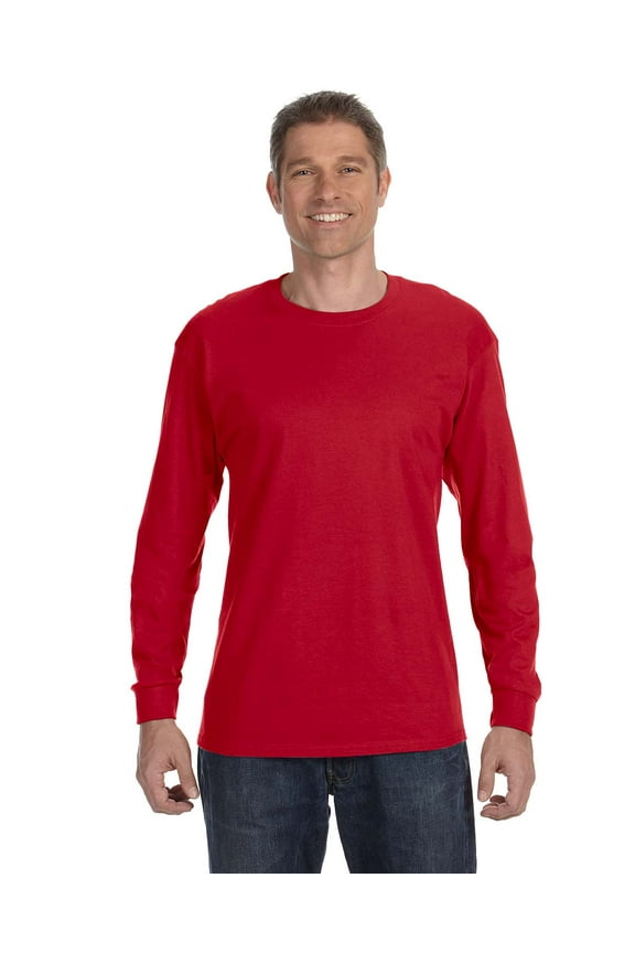 Heavy Cotton 5.3 oz. Long-Sleeve Men T-Shirt Red Medium