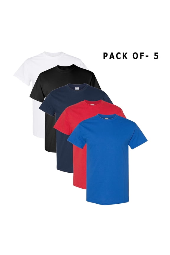 Heavy Cotton™ 5000 Assorted Mix Color Tees: Bulk T-Shirts - The Ultimate Choice for Comfort and Style | 5 Pack L Size