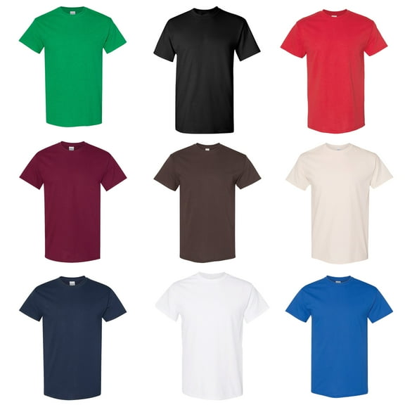 Gildan Heavy Cotton Assorted Mix Color Tee Shirts - Bulk T-Shirts - Cotton Tee | 100% Cotton | Pack Of 9 | 4XL Size