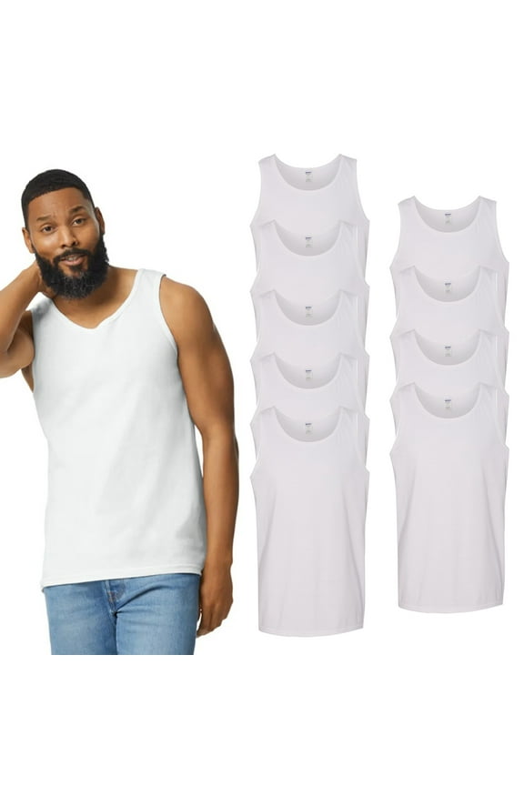 Heavy Cotton Classic Fit Tank Top, Men's Sleeveless Undershirt, 3XL, Bulk White Pack of 9