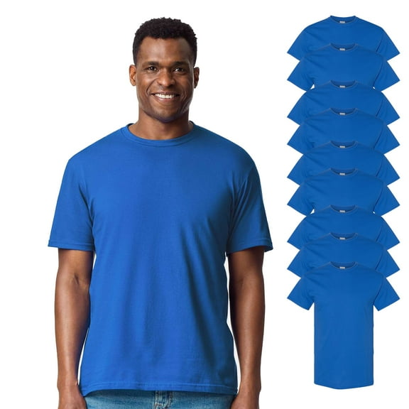 Gildan Heavy Cotton Crew Neck T-Shirt, Men's Lightweight Short Sleeve Bulk Tee, Royal, 9 Pack, Size-XL
