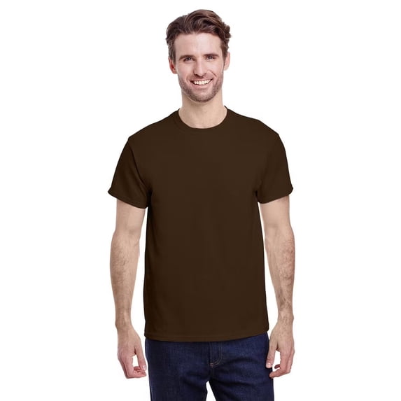 Gildan Heavy Cotton Crewneck T-Shirt, Short Sleeve Classic Fit Tee for Men, Dark Chocolate, 5XL