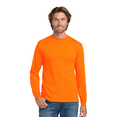 thumbnail image 1 of Gildan Heavy Cotton Hi Vis Work Shirt, ANSI High Visibility Long Sleeve T-Shirt, Safety Orange, 3XL, 1 of 5