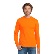 Gildan Heavy Cotton Long Sleeve T-Shirt for Men, Hi Vis Safety Workwear, Safety Orange, XL