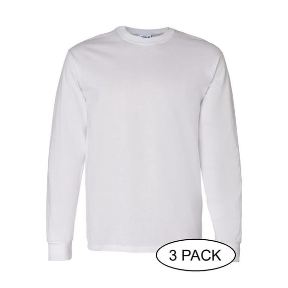 Gildan - Heavy Cotton™ Long Sleeve T-Shirt - 5400 - 3 Pack - Multi-Pack - White
