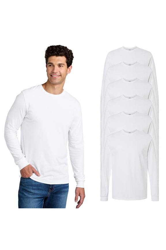 Heavy Cotton Long Sleeve T-Shirt for Men, White Long Sleeve T-Shirt, Arts and Craft, Men's Tee, 100% Cotton, Soft & Durable, Pack of 6, Size- 3XL