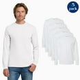thumbnail image 1 of Gildan Heavy Cotton Long Sleeve T-Shirt for Men, 5-Pack Casual White T-Shirts, S Size Crewneck Tee, 1 of 5