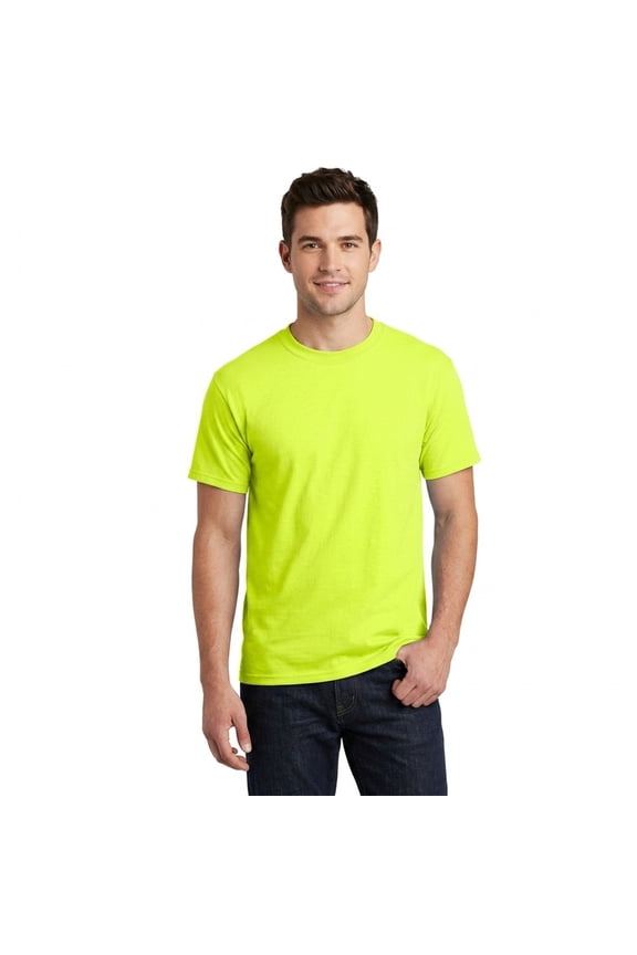 Heavy Cotton Men's Hi Vis Safety Green Tee, Short Sleeve High Visibility T-Shirt, Classic XL