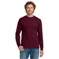 thumbnail image 1 of Gildan Heavy Cotton Men's Long Sleeve T-Shirt, Comfortable, Crewneck Classic Fit Tee, Maroon, L, 1 of 5