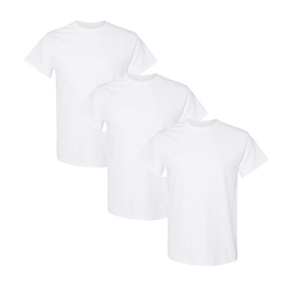 Gildan- Heavy Cotton Men's T-Shirt, 5.3 oz, 100% Cotton Tee, Short Sleeve Men Tees, Multipack Casual T-Shirts, Value Pack Summer Bulk T, Color- White, Pack Of 3 | Size Large