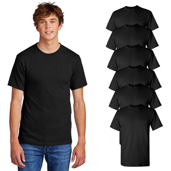 Gildan- Heavy Cotton Men's T-Shirt, 5.3 oz, 100% Cotton Tee, Short Sleeve Men Tees, Multipack Casual T-Shirts, Value Pack Summer T, Color- Black, Pack Of 6 | Size 4X-Large