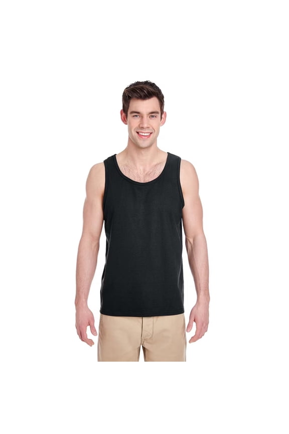 Heavy Cotton Men's Tank Top, Comfortable Sleeveless Undershirt, Classic Fit, Black, Size-XL