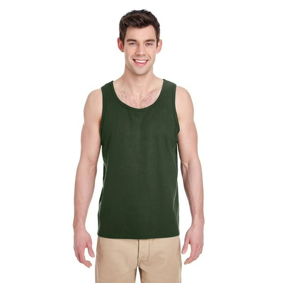 Gildan Heavy Cotton Men's Tank Top, Comfortable Sleeveless Undershirt, Classic Fit, Forest Green, Size-XL