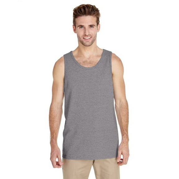 Gildan Heavy Cotton Men's Tank Top, Comfortable Sleeveless Undershirt, Classic Fit, Graphite Heather, Size-S