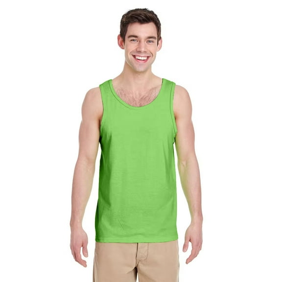 Gildan Heavy Cotton Men's Tank Top, Comfortable Sleeveless Undershirt, Classic Fit, Neon Green, Size-M