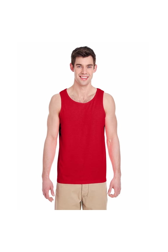 Heavy Cotton Men's Tank Top, Comfortable Sleeveless Undershirt, Classic Fit, Red, Size-S