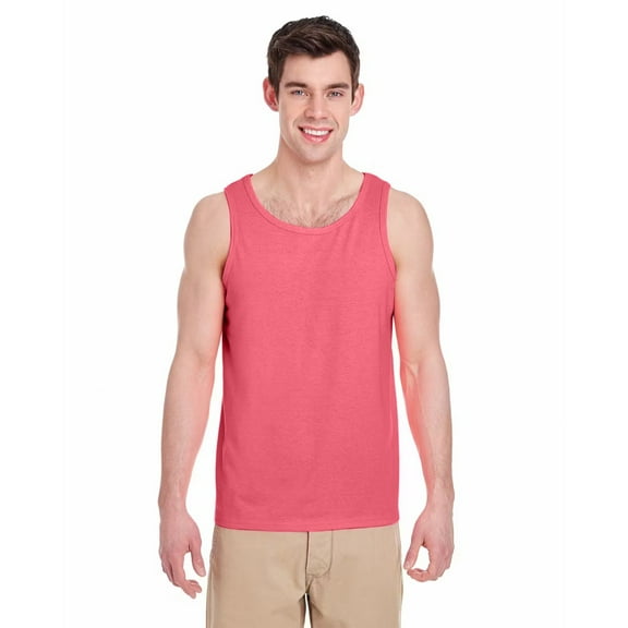 Gildan Heavy Cotton Men's Tank Top, Comfortable Sleeveless Undershirt, Classic Fit, Safety Pink, Size-XL