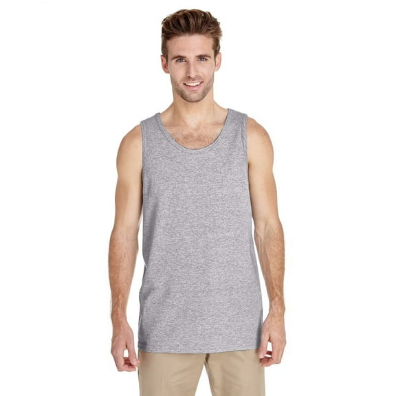 Gildan Heavy Cotton Men's Tank Top, Comfortable Sleeveless Undershirt, Classic Fit, Sport Grey, Size-L