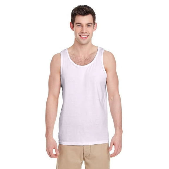 Gildan Heavy Cotton Men's Tank Top, Comfortable Sleeveless Undershirt, Classic Fit, White, Size-M