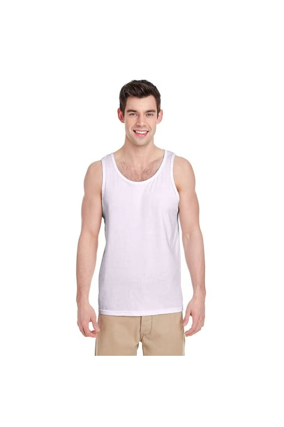 Heavy Cotton Men's Tank Top, Comfortable Sleeveless Undershirt, Classic Fit, White, Size-XL