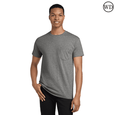 Gildan Heavy Cotton Pocket T-Shirt, Crewneck Short Sleeve Tee for Men, Workwear Shirts (Graphite Heather, XL)