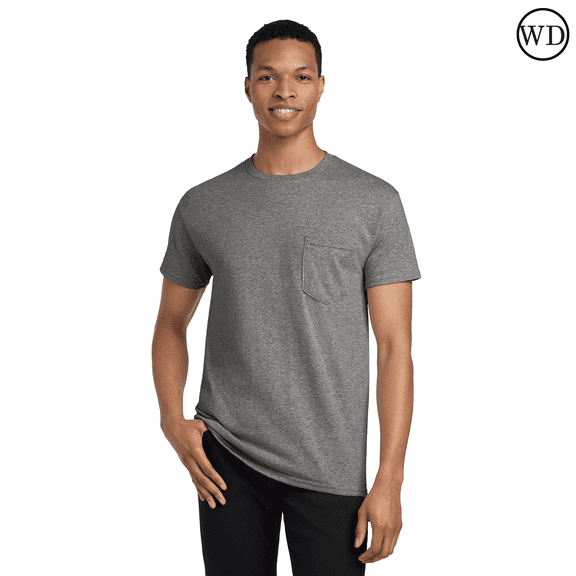 Gildan Heavy Cotton Pocket T-Shirt, Crewneck Short Sleeve Tee for Men, Workwear Shirts (Graphite Heather, XL)