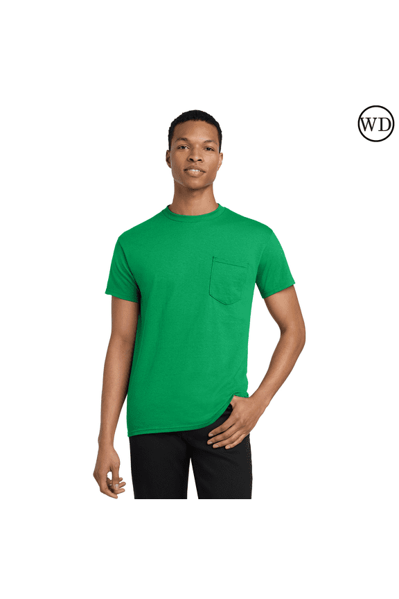Heavy Cotton Pocket T-Shirt, Crewneck Short Sleeve Tee for Men, Workwear Shirts (Irish Green, S)