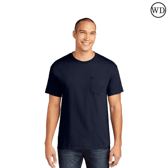 Gildan Heavy Cotton Pocket T-Shirt, Crewneck Short Sleeve Tee for Men, Workwear Shirts (Navy, XL)