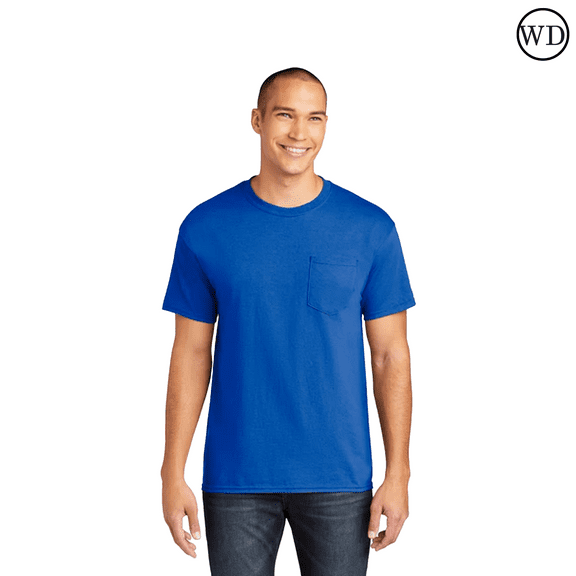 Gildan Heavy Cotton Pocket T-Shirt, Crewneck Short Sleeve Tee for Men, Workwear Shirts (Royal, XL)