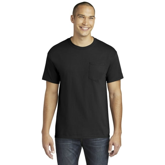 Gildan Heavy Cotton Pocket T-Shirt -GR53, Men's Classic Short Sleeve Crew T-Shirt (Black, 3XL)