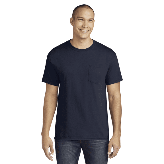 Gildan Heavy Cotton Pocket T-Shirt -GR53, Men's Classic Short Sleeve Crew T-Shirt (Navy, L)