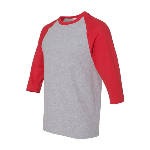 Gildan - Heavy Cotton Raglan Three-Quarter Sleeve T-Shirt - 5700 - Sport Grey/ Red