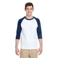 thumbnail image 1 of Gildan - Heavy Cotton Raglan Three-Quarter Sleeve T-Shirt - 5700, White/ Navy, XL, Pack Of 12, Mens T-Shirts, 1 of 1