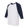 thumbnail image 1 of Gildan - Heavy Cotton Raglan Three-Quarter Sleeve T-Shirt - 5700 - White/ Navy, 1 of 3