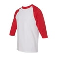 thumbnail image 1 of Gildan - Heavy Cotton Raglan Three-Quarter Sleeve T-Shirt - 5700 - White/ Red, 1 of 3