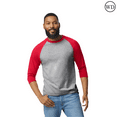 thumbnail image 1 of Gildan Heavy Cotton Raglan Three-Quarter Sleeve T-Shirt Unisex Classic fit Tee, Men's Raglan T-Shirt, Sport Grey/ Red XL, 1 of 6