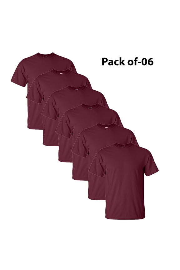 - Heavy Cotton Short Sleeve T-Shirt | 5.3 oz. 100% Cotton Comfortable Tee, Classic fit Crewneck T-Shirts, Pack Of - 6 Tees, Color - Maroon | Size - XL