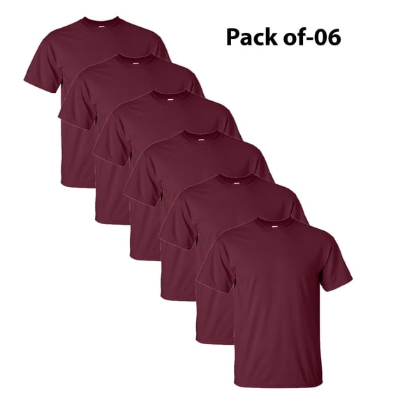 Gildan - Heavy Cotton Short Sleeve T-Shirt For Men | 5.3 oz. 100% Cotton Comfortable Tee, Classic fit Crewneck T-Shirts, Pack Of - 6 Tees, Color - Maroon | Size - L