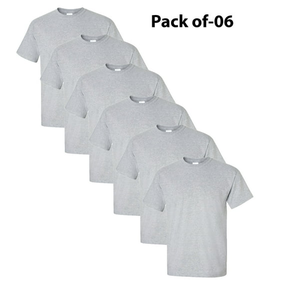 Gildan - Heavy Cotton Short Sleeve T-Shirt For Men | 5.3 oz. 100% Cotton Comfortable Tee, Classic fit Crewneck T-Shirts, Pack Of - 6 Tees, Color Sports Gray | Size - 4XL