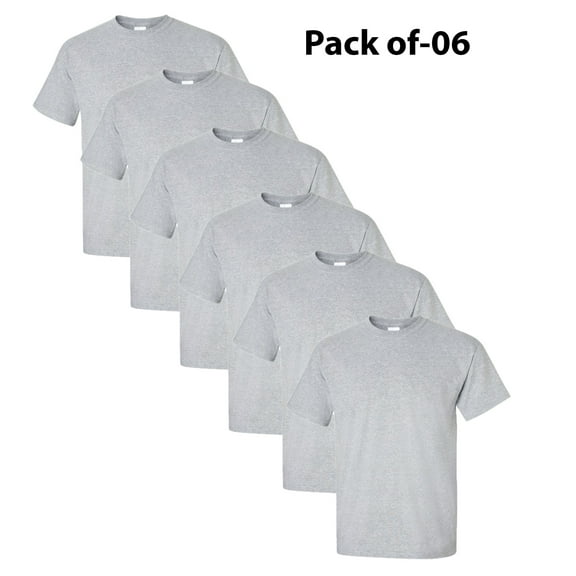 Gildan - Heavy Cotton Short Sleeve T-Shirt For Men | 5.3 oz. 100% Cotton Comfortable Tee, Classic fit Crewneck T-Shirts, Pack Of - 6 Tees, Color Sports Gray | Size - M
