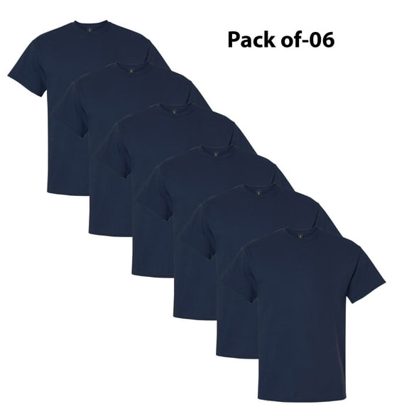 Gildan - Ultra Cotton Short Sleeve Tee Shirt | Plain Short Sleeve T-Shirt | Bulk Tee | Navy | Pack of 6 - Size S